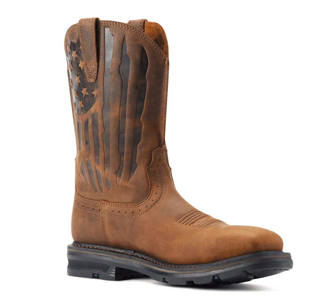 Casual Look Ariat Men's Brown Sierra Shock Shield Patriot Wide Square Steel Toe Western Work Boots 10044426