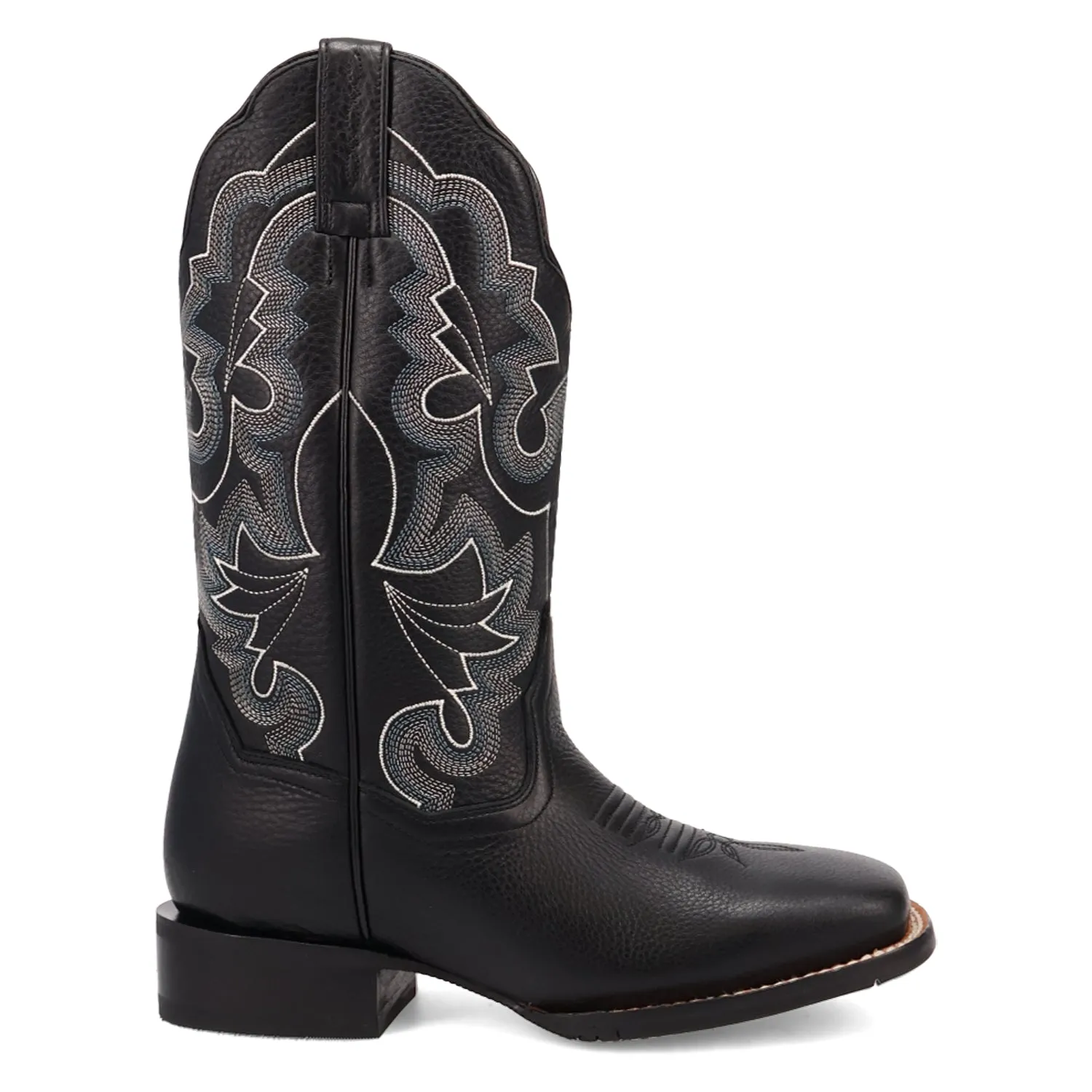Trail grip Dan Post Women's Lizzie Black Leather Broad Square Toe Western Cowgirl Boots DP5209
