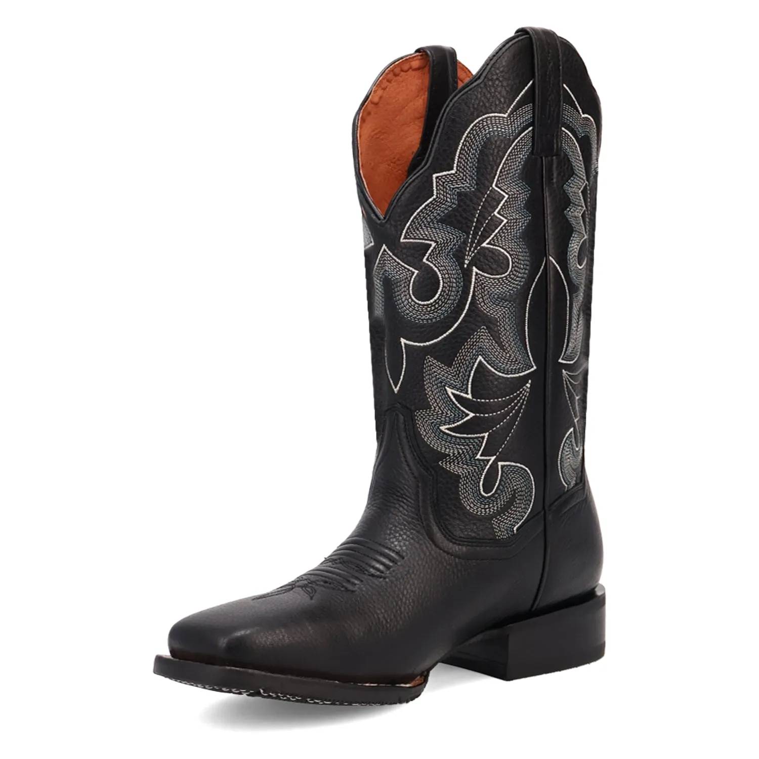 sweat-wicking Dan Post Women's Lizzie Black Leather Broad Square Toe Western Cowgirl Boots DP5209