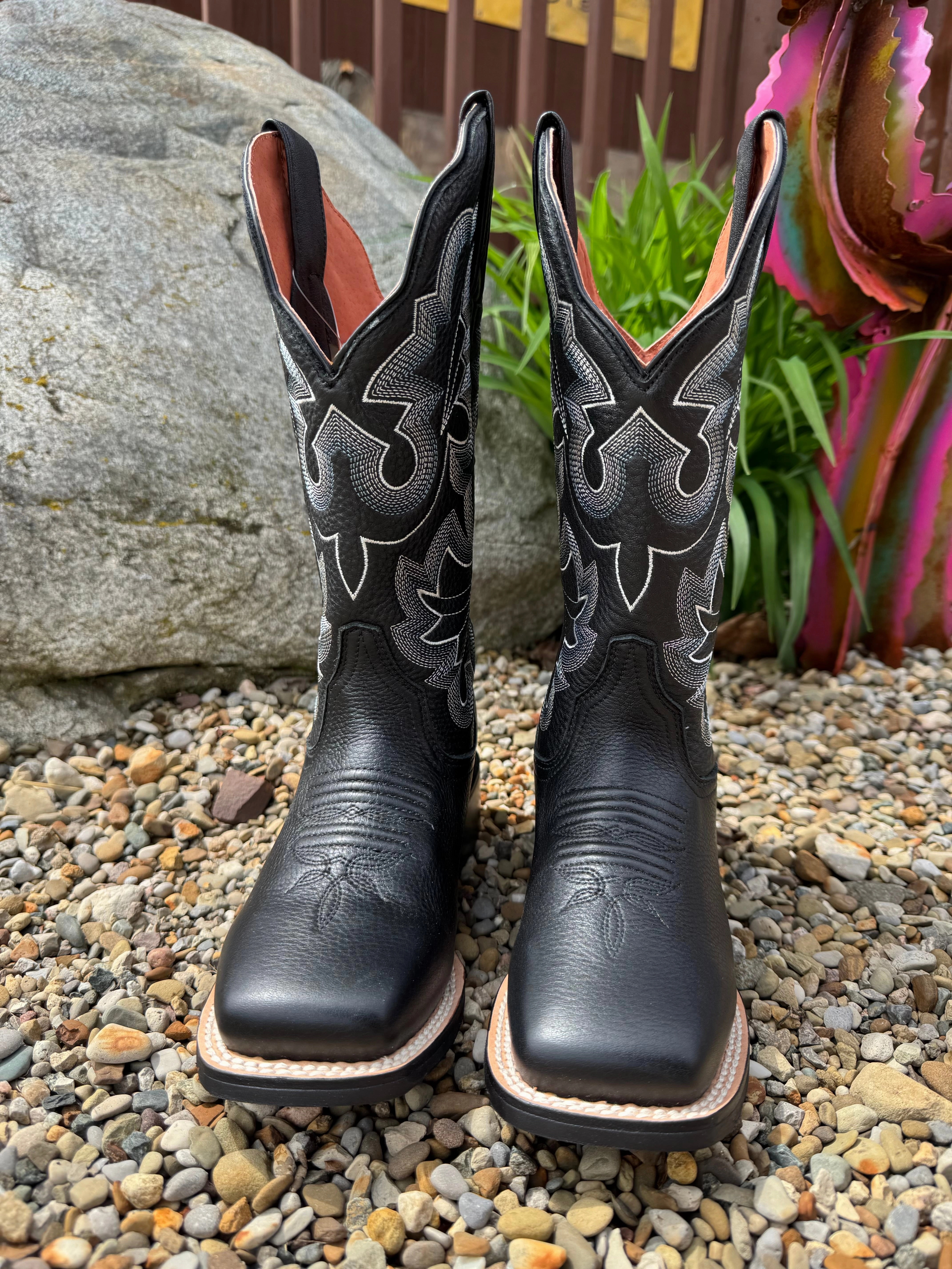 Dan Post Women's Lizzie Black Leather Broad Square Toe Western Cowgirl Boots DP5209 Anti-Slip Function Hill Climb