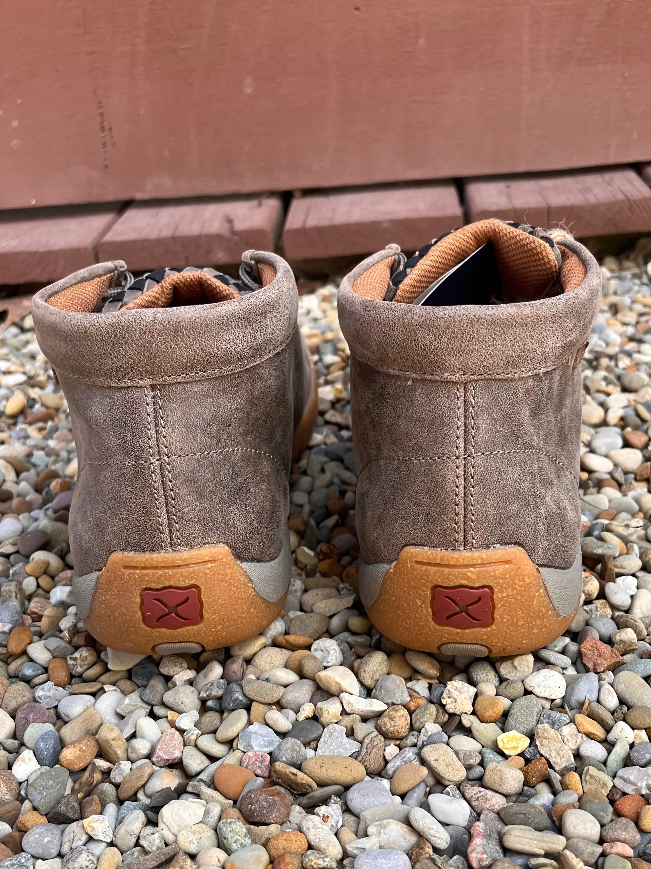 Twisted X Men's 4" Chukka Taupe Grey & Black Basketweave Leather Driving Moc Shoe MDM0097 Outdoor spring fresh