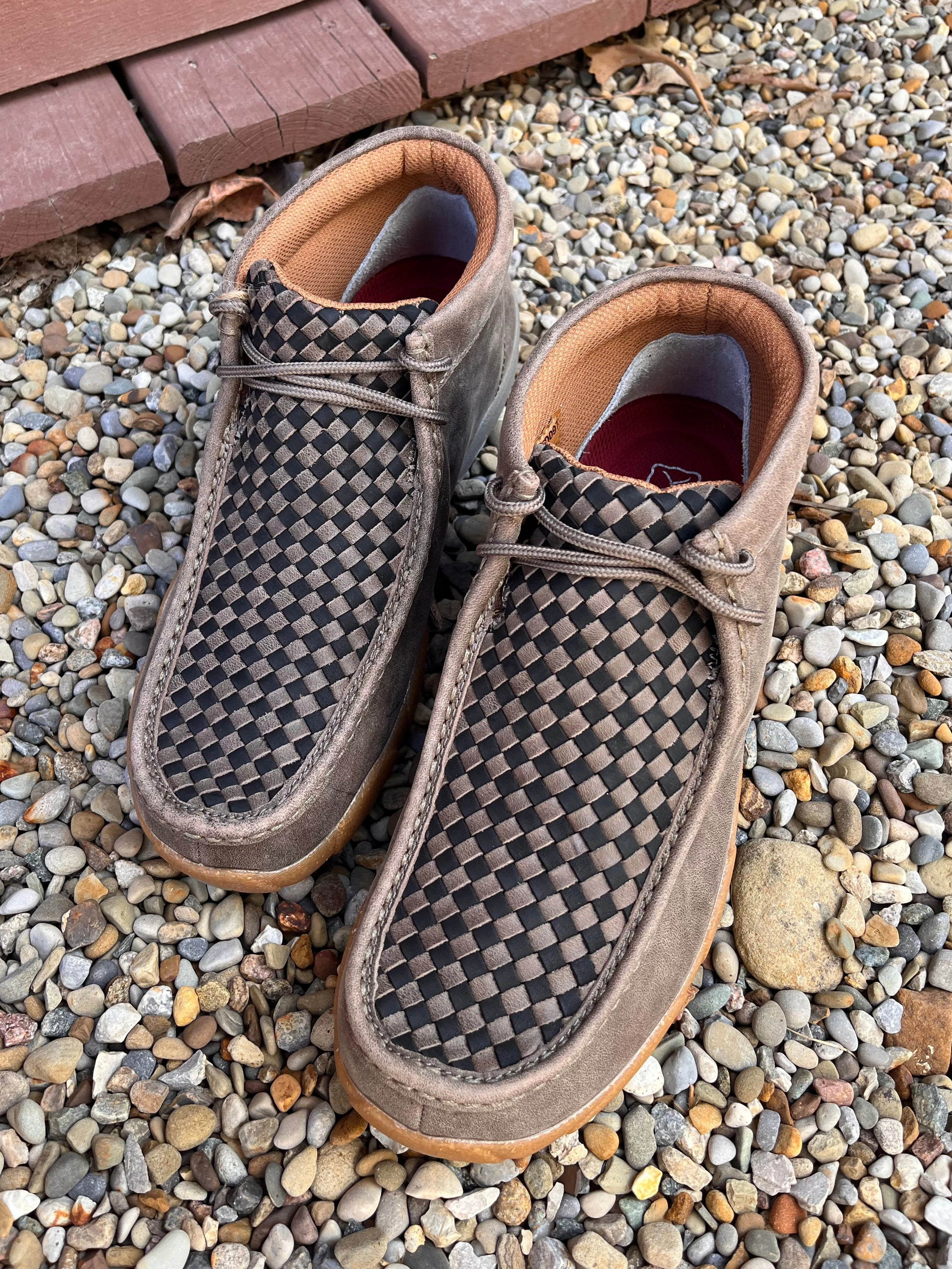 Twisted X Men's 4" Chukka Taupe Grey & Black Basketweave Leather Driving Moc Shoe MDM0097 Japan Neat Hero Walk