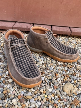Twisted X Men's 4" Chukka Taupe Grey & Black Basketweave Leather Driving Moc Shoe MDM0097 Training Mode Supportive structure
