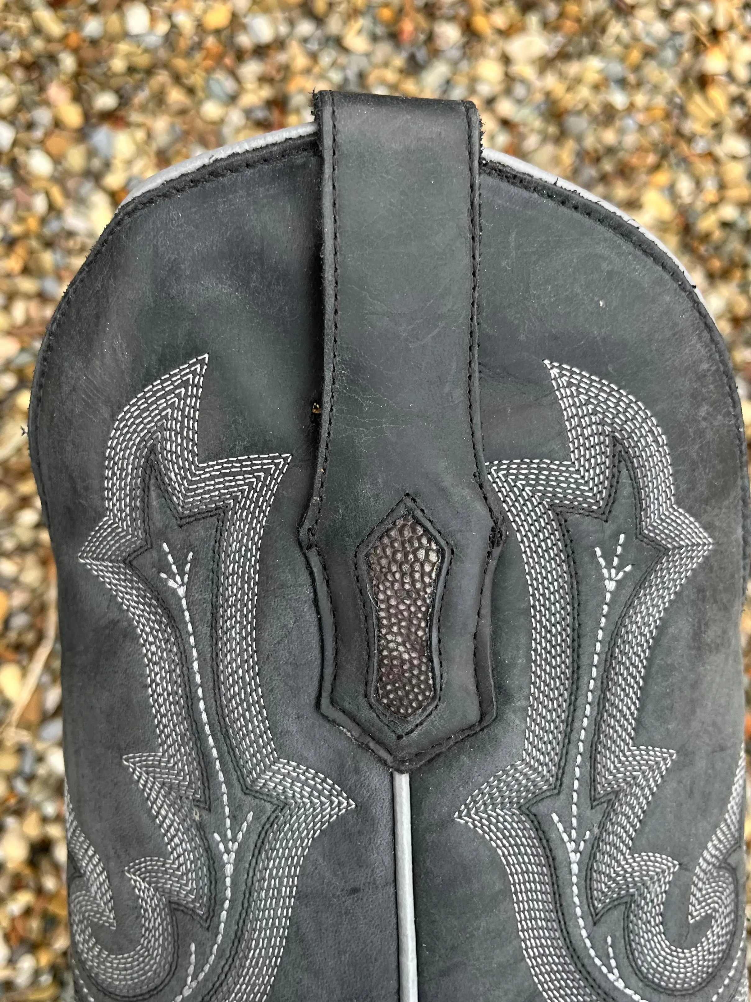 Breathable Interior Corral Men's Black Ostrich Leg Wide Square Toe Cowboy Boots A4291