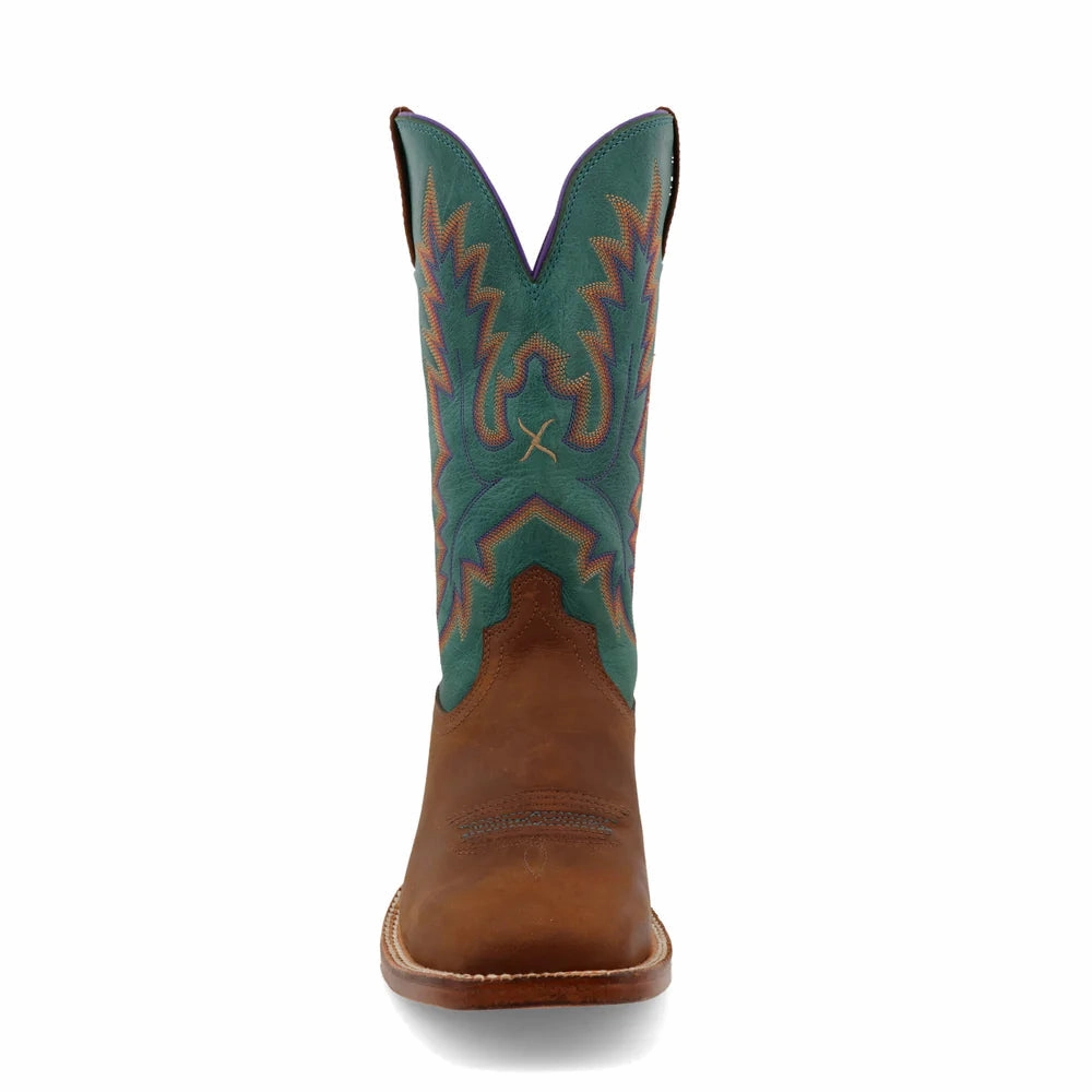 Twisted X Women's Tech X Collection Cinnamon Brown & Turquoise Square Toe Cowgirl Boot WXTL001 Mesh Upper Premium Cushion