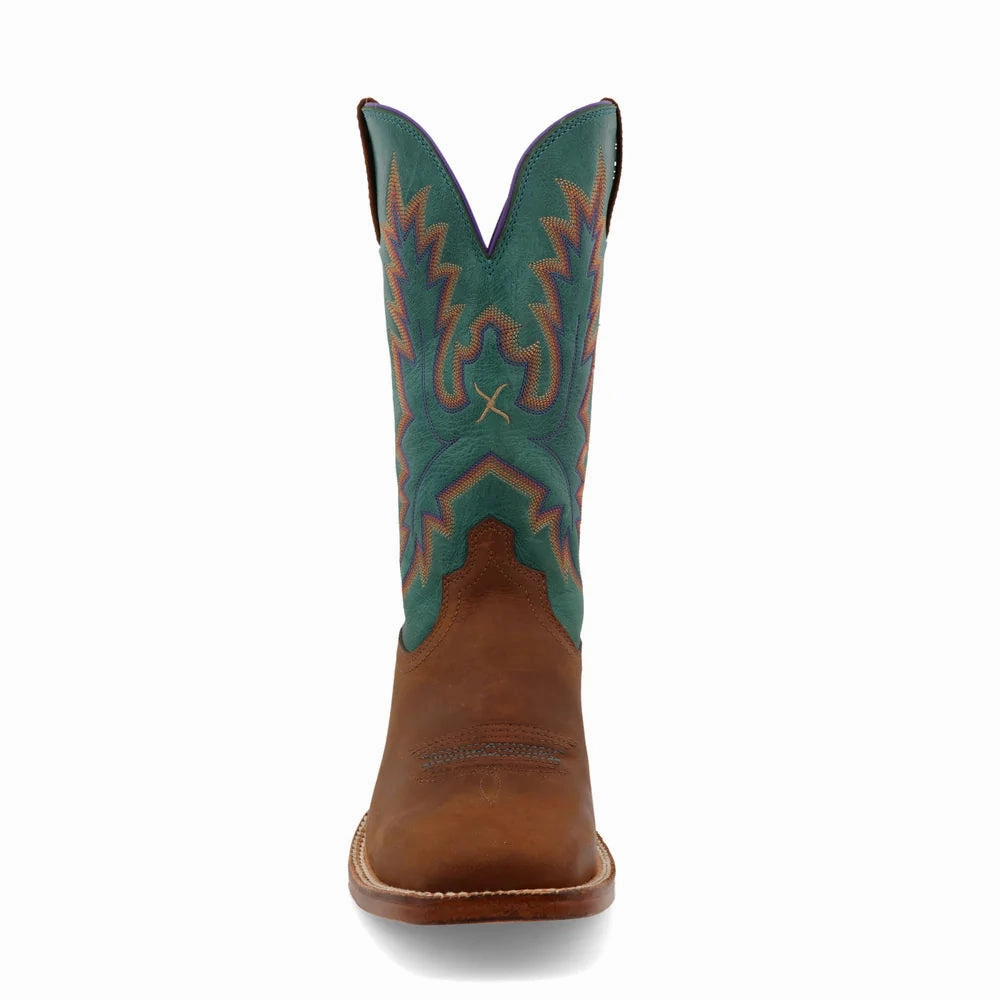 Twisted X Women's Tech X Collection Cinnamon Brown & Turquoise Square Toe Cowgirl Boot WXTL001 Mesh Upper Premium Cushion