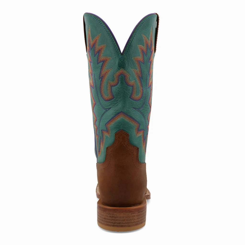 Twisted X Women's Tech X Collection Cinnamon Brown & Turquoise Square Toe Cowgirl Boot WXTL001 Lace-up