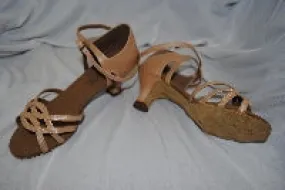 2.25" Adriana -- Wide Heel Latin Sandal -- Light Peach heel cup quick dry