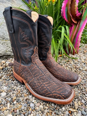 City Utility High Arch Anderson Bean Men's Rust Safari Elephant & 10 Black Top Square Toe Cowboy Boots 332205
