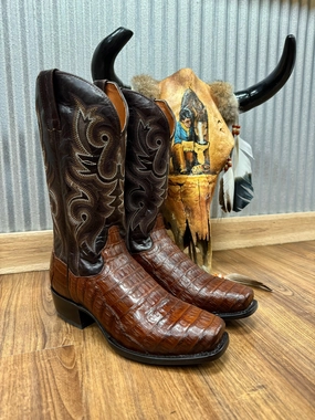 Dan Post Men's Brass Bayou Caiman Narrow Square Toe Cowboy Boots DP3074 Nylon Material
