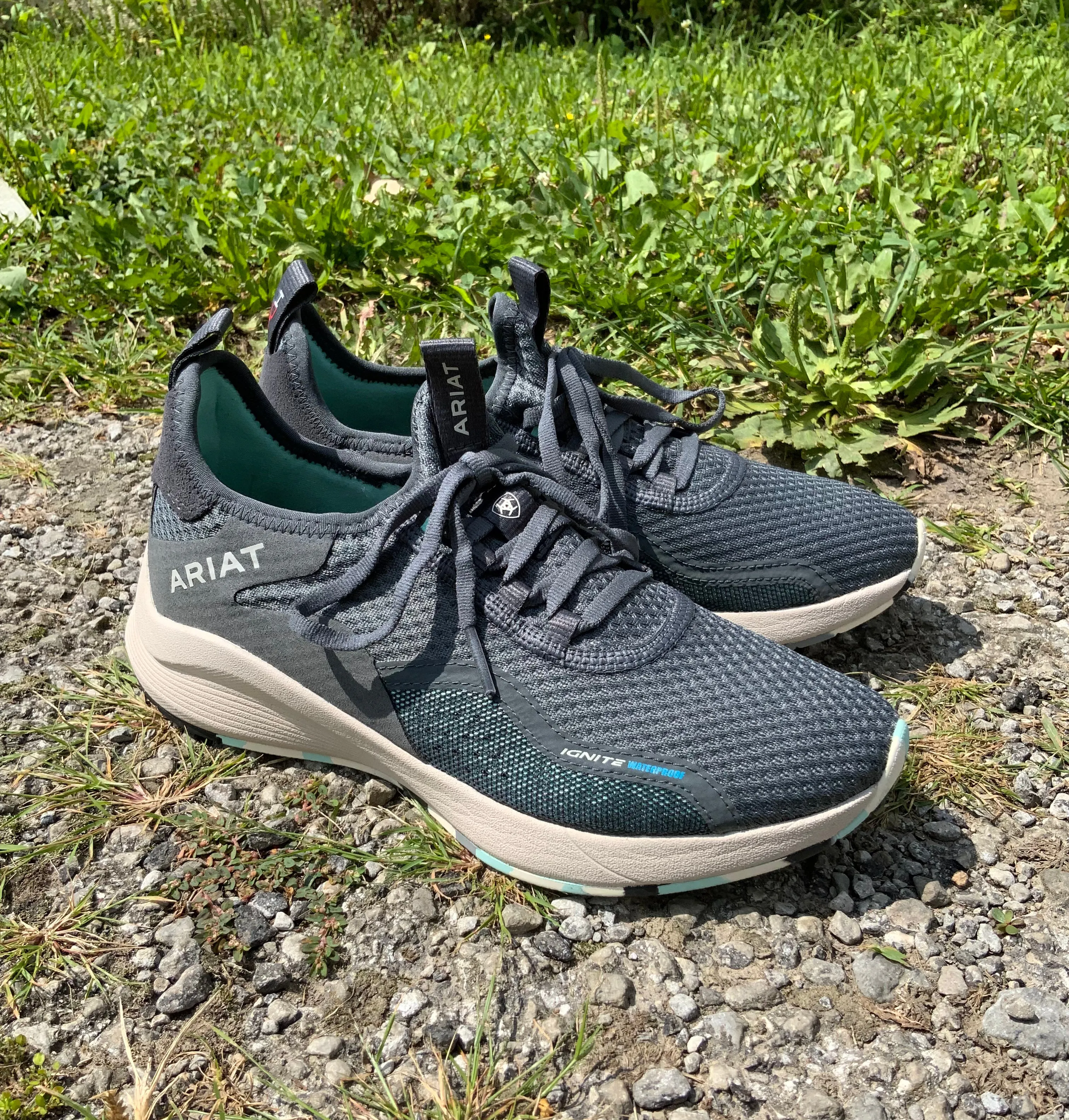 Ariat Womens Ignite Waterproof Steel Blue Tennis Shoe 10042487 AdjustableStrap