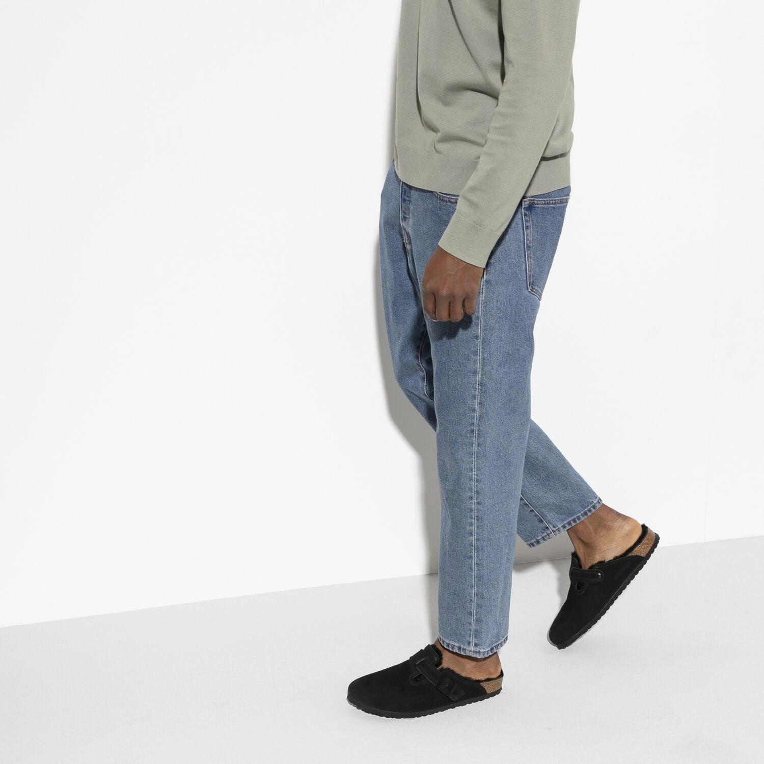 Padded collar Boston Shearling | Suede | Black