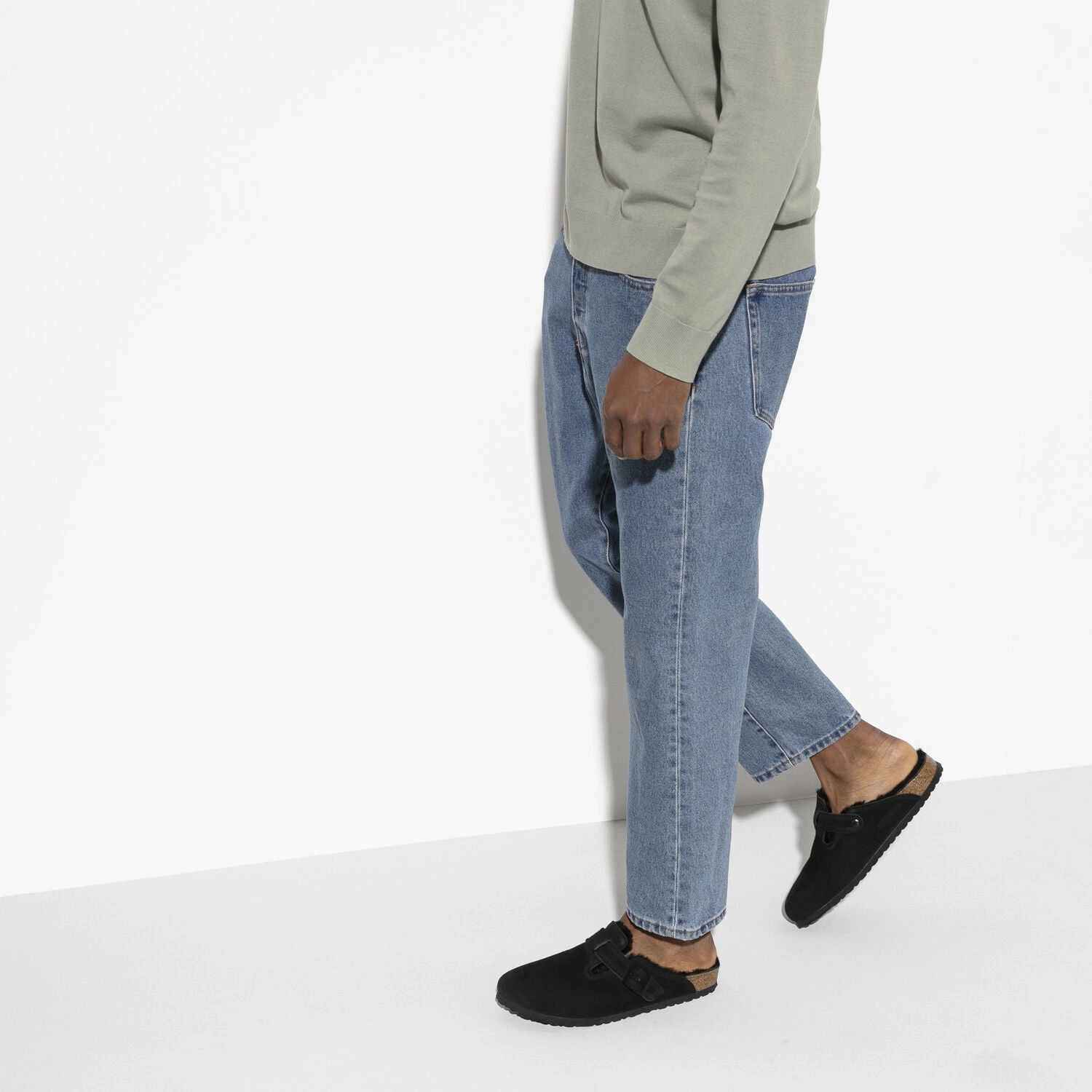 Padded collar Boston Shearling | Suede | Black