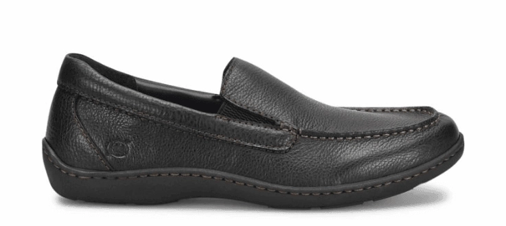 Born Men's Brompton II Black Leather Slip On Loafers Shoes BM0010703-BLK Zip Up Closure