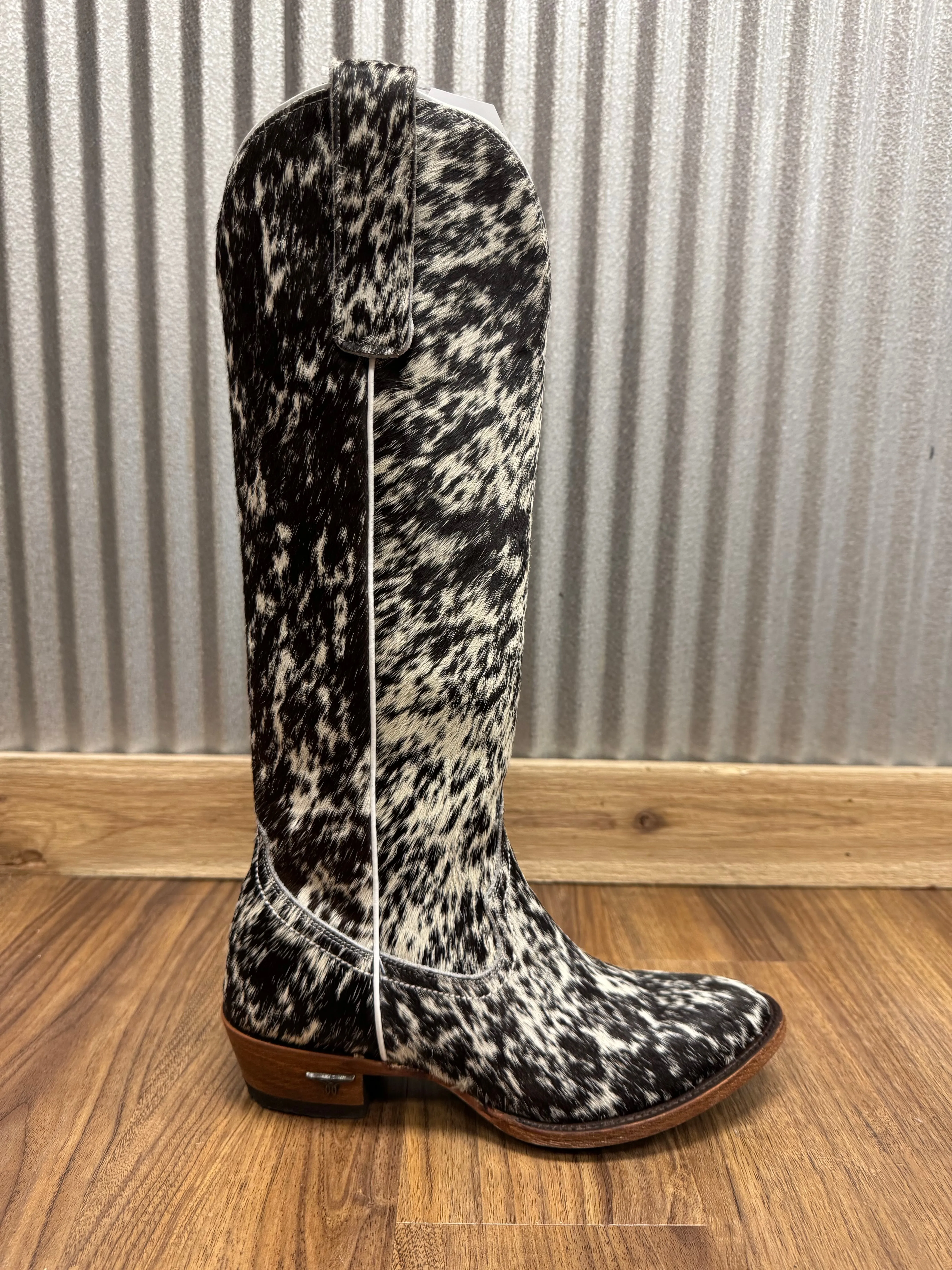 Slip-On Design Mesh Upper Lane Boots Womens Plain Jane Genuine Cowhide Hair-On Tall Cowgirl Boots LB0546C