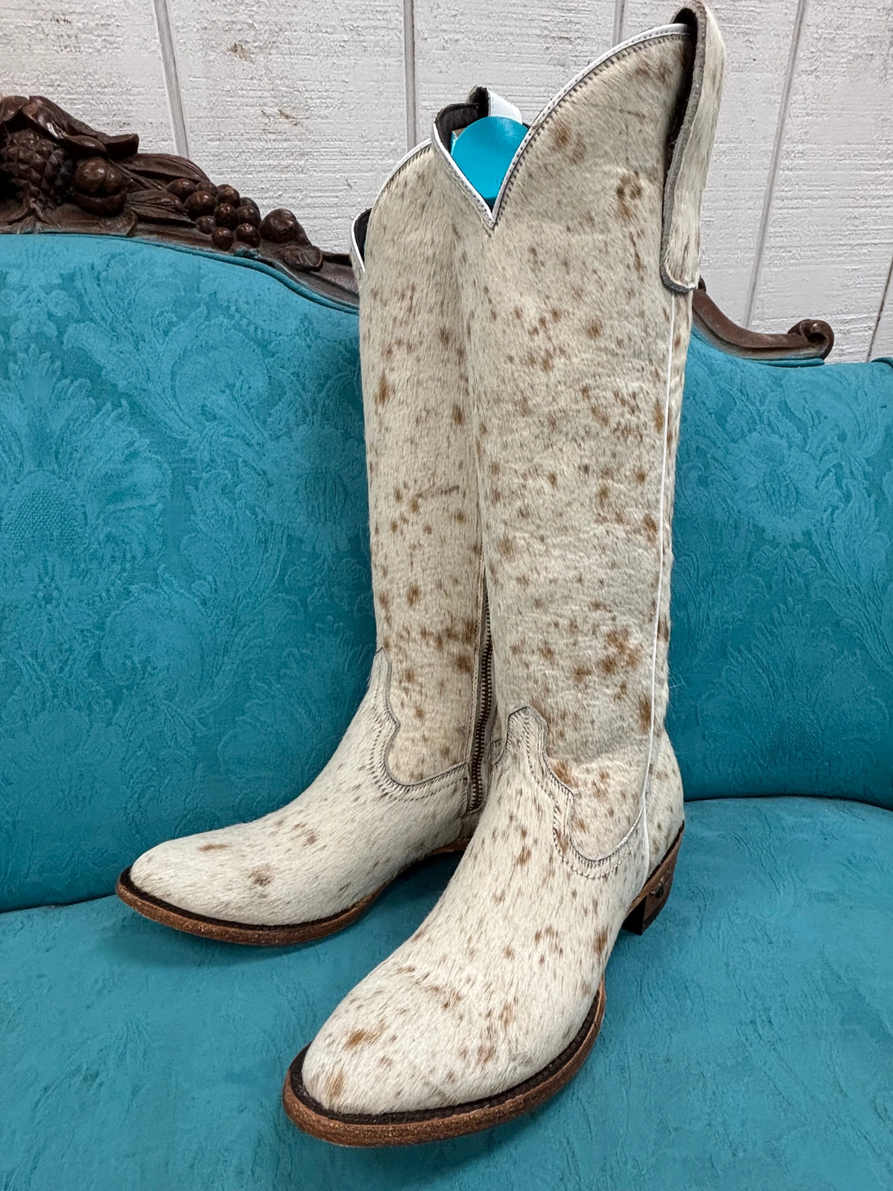 Frost resistant Lane Boots Womens Plain Jane Genuine Cowhide Hair-On Tall Cowgirl Boots LB0546C