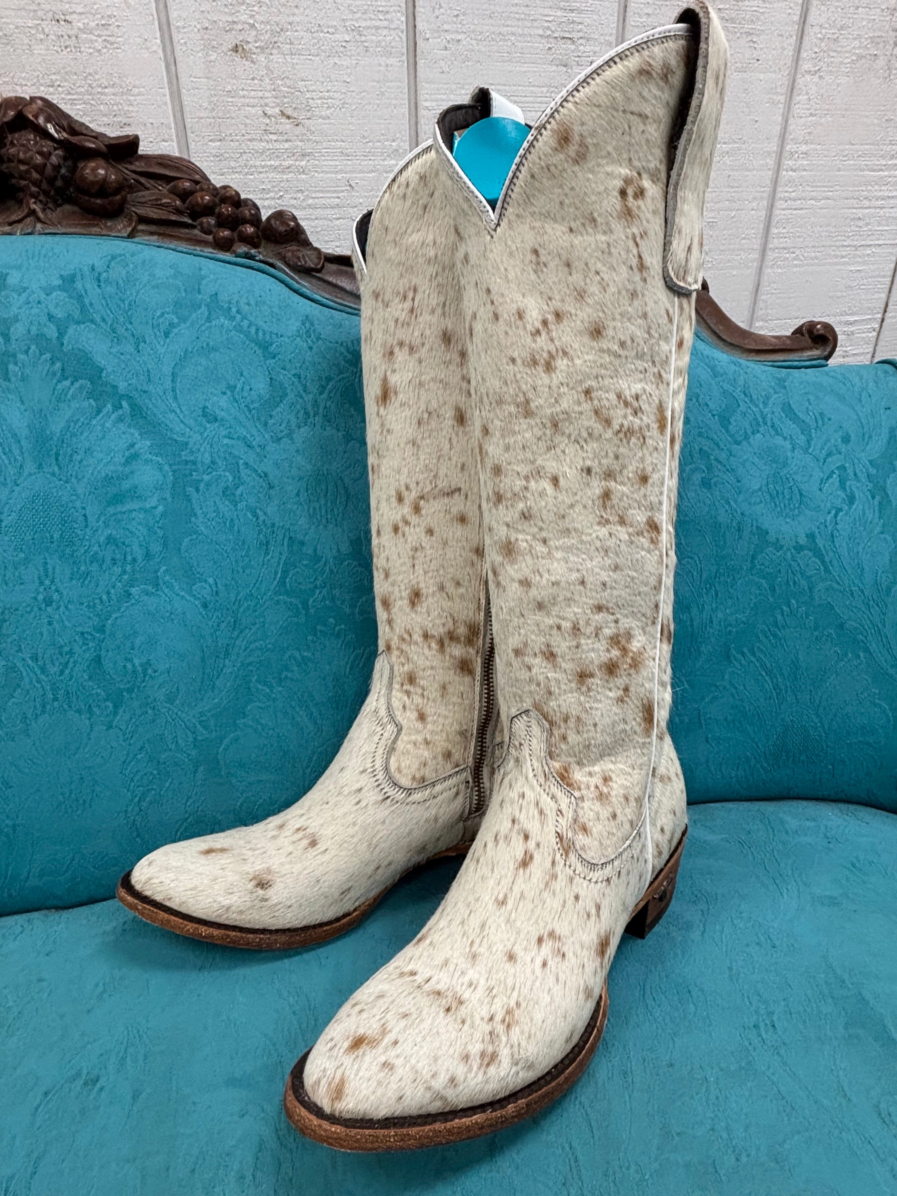 Frost resistant Lane Boots Womens Plain Jane Genuine Cowhide Hair-On Tall Cowgirl Boots LB0546C