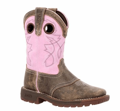 dry surface Rugged And Durable Rocky Childrens & Youth Legacy 32 Pink & Brown 8" Waterproof Western Boots RKW0408C; RWW0408Y