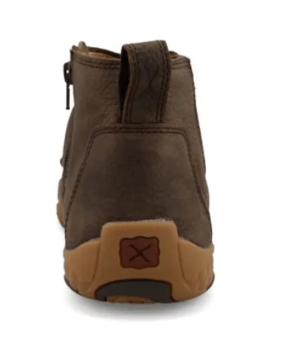 Gold Tone Twisted X Men's Brown Leather 4" Chelsea Boot Driving Moc Shoe MDMX001