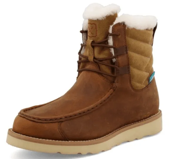 All Function Twisted X Women's 6" Shearling Lined Wedge Sole Lace Up Boots Oiled Saddle Leather & Nutmeg WCAW001