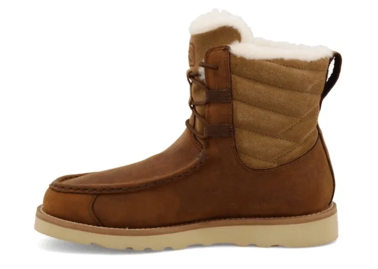 Move Free Water Wall Twisted X Women's 6" Shearling Lined Wedge Sole Lace Up Boots Oiled Saddle Leather & Nutmeg WCAW001