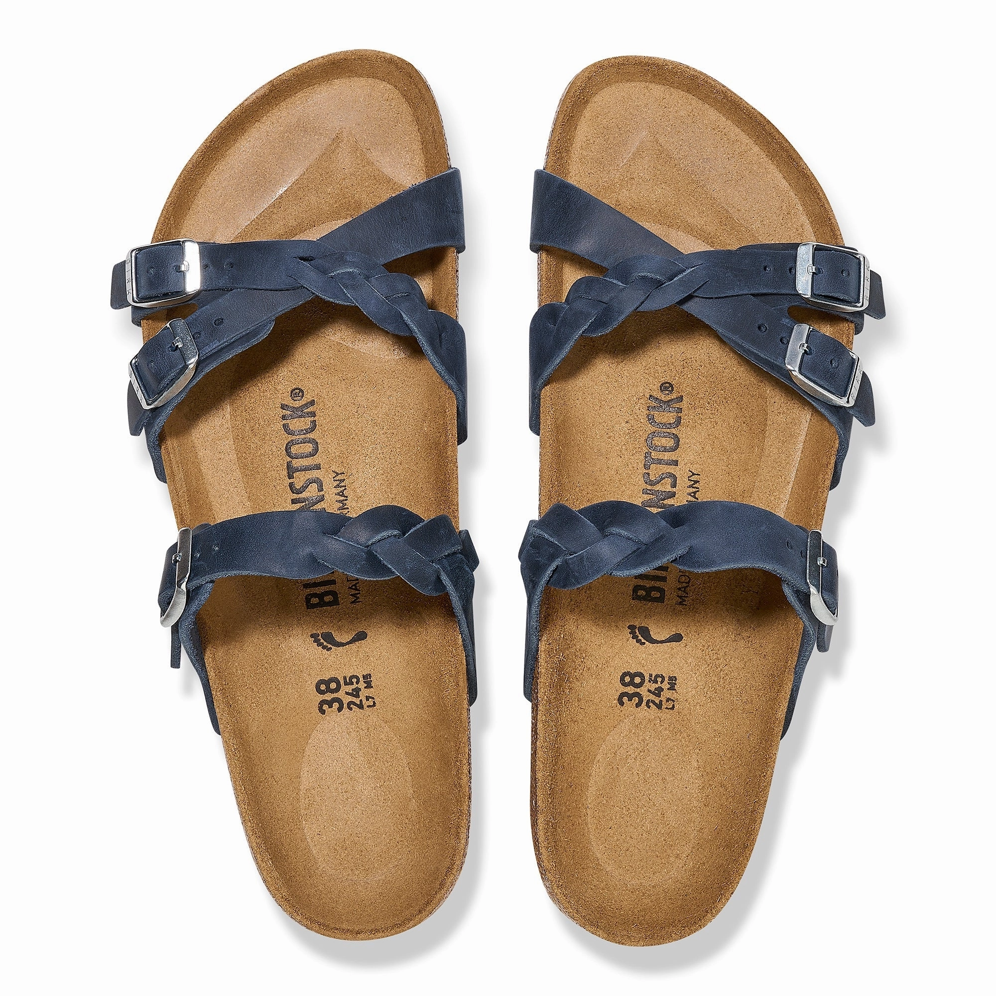 Franca Braided | Oiled Leather | Navy Foot Support Quick Dry Material
