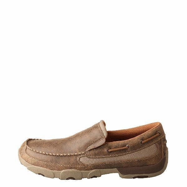 Sweat   wicking Rubber Sole Twisted X Mens Leather Slip-on Bomber Driving Mocs Casual Shoe MDMS002