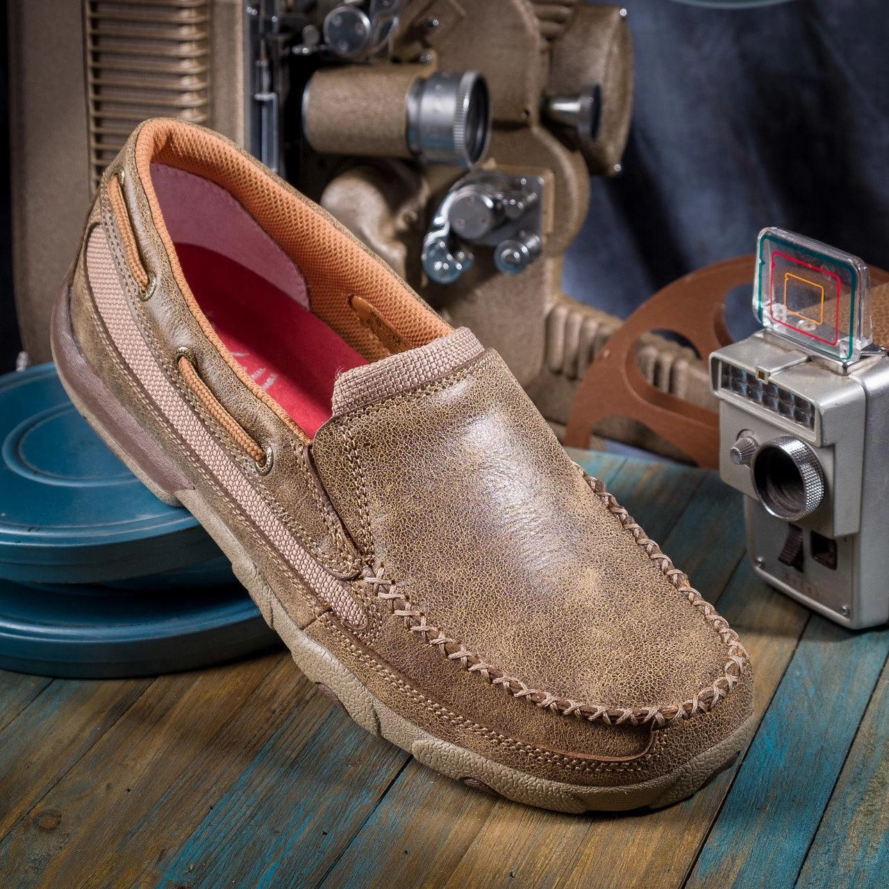 Twisted X Mens Leather Slip-on Bomber Driving Mocs Casual Shoe MDMS002 Low Top Practical Wear