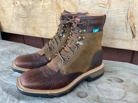 Outdoor Daily Twisted X Men's CellStretch Waterproof 8 Lace Up Saddle Leather & Cognac Work Boot MXLW001