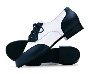 Giordano Swing Jazz -- Spectator Suede Sole Tie -- Black/White Stretch Fabric Weekend Trip Pilates Cool