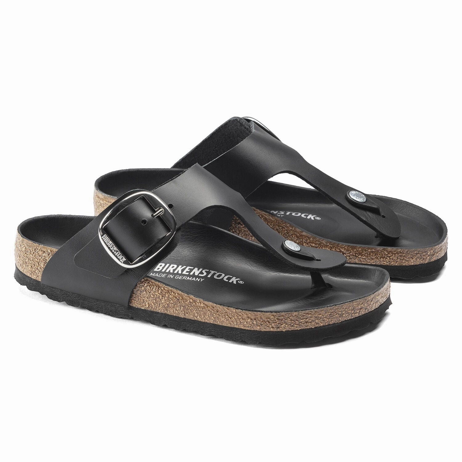 Flexible Travel Sandals Gizeh | Big Buckle | Leather | Black