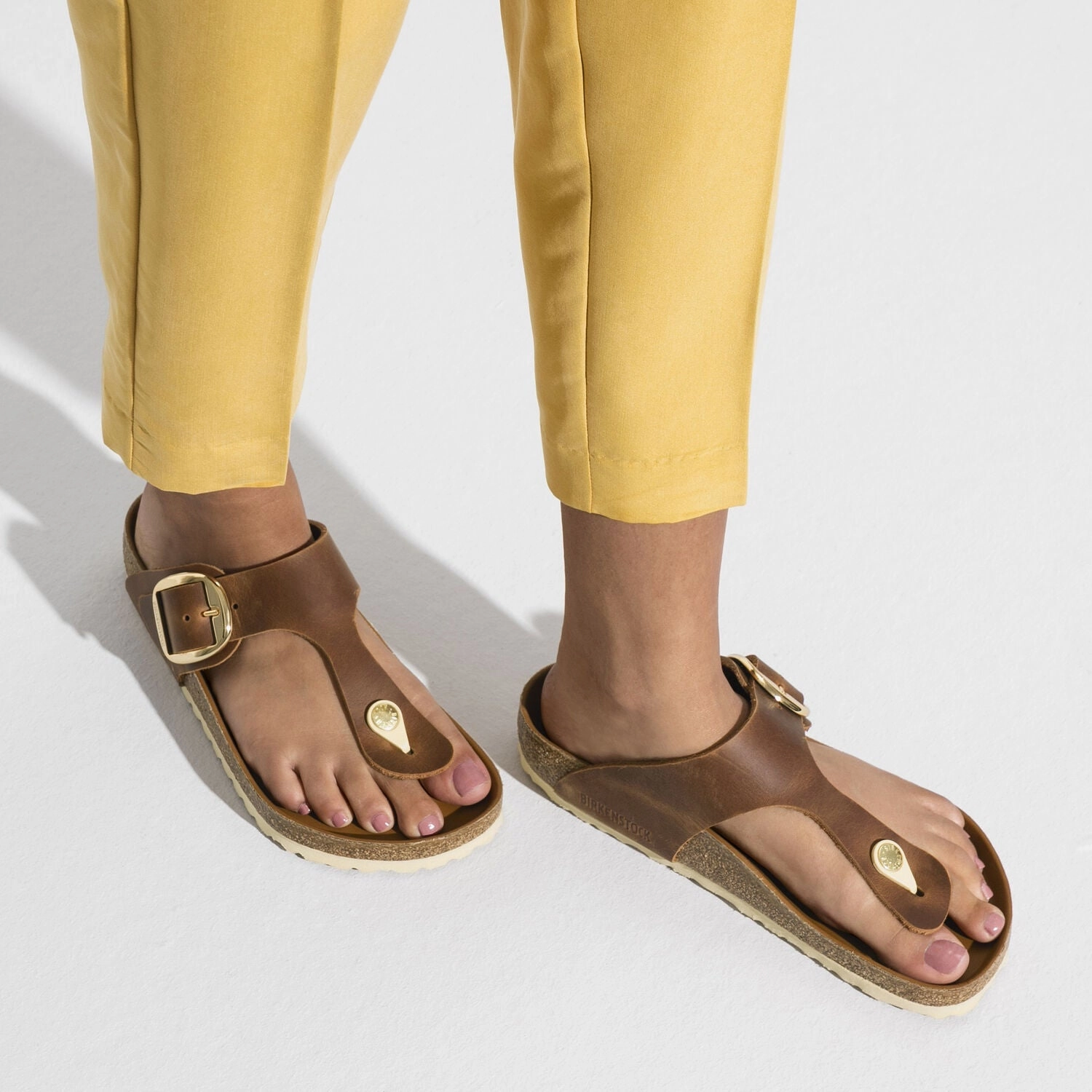 Gizeh | Big Buckle | Leather | Cognac Chic Mode Casual Open Toe Shoes