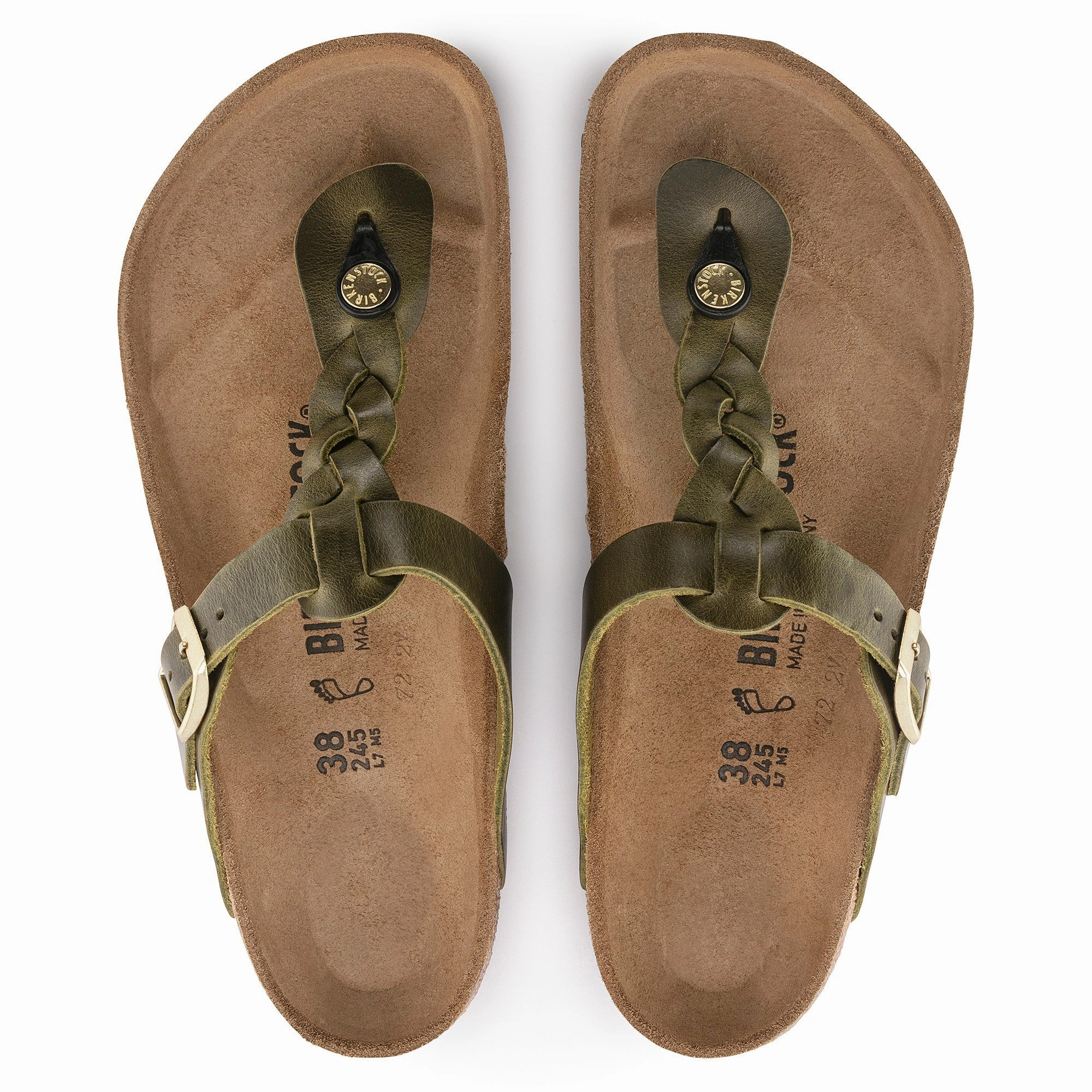 Beach Fun Memory foam insole Gizeh Braided | Oiled Leather | Olive