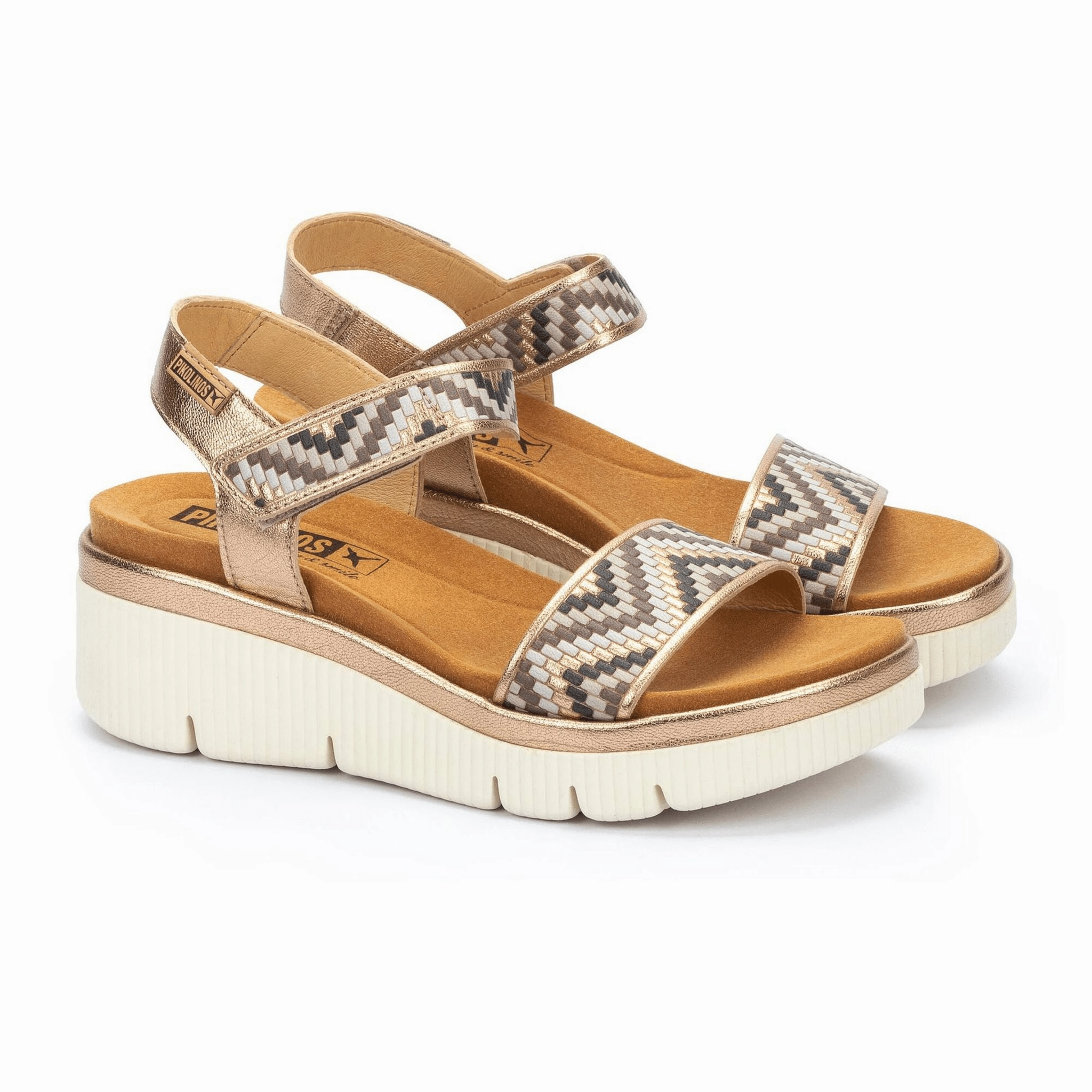 Step Ahead Gomera Chevron Sandal | Leather | Champagne
