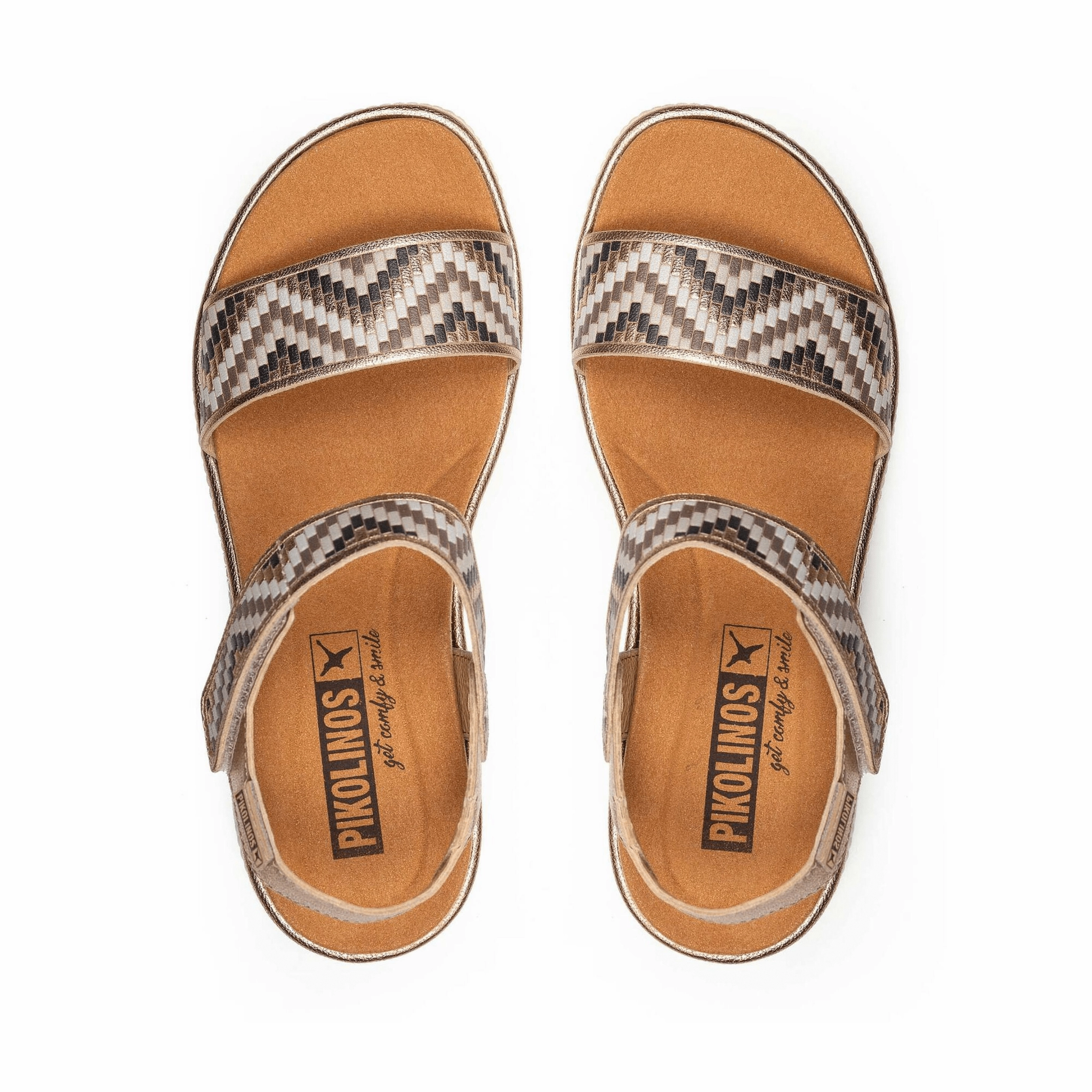 Torsion control Padded Gomera Chevron Sandal | Leather | Champagne