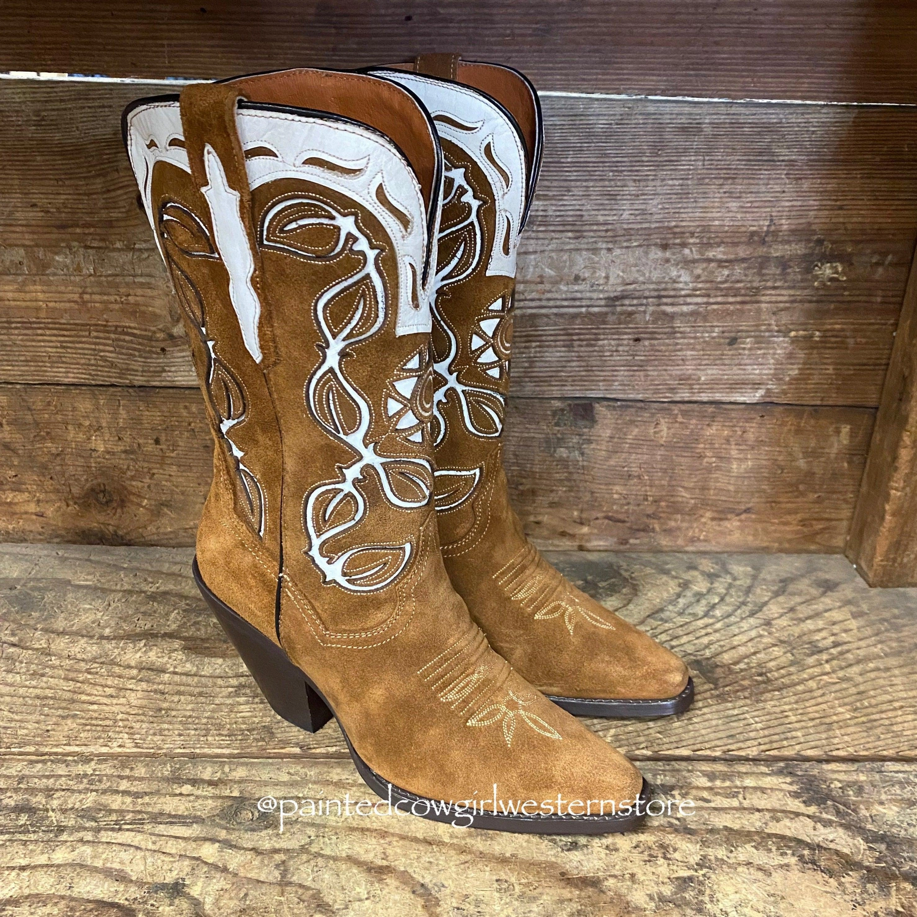 Dan Post Women's Moni Brown Suede Snip Toe Cowgirl Boots DP4326 Outdoor Utility