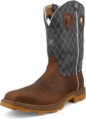 Twisted X Men's Bomber Leaather & Blue UltraLite Waterproof Nano Safety Toe Work Boots MULNW02 Comfortable Touch Urban Style
