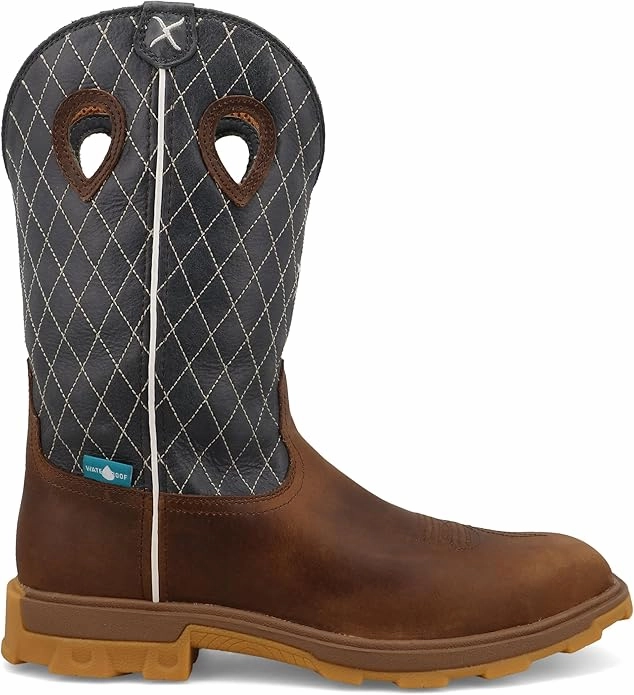 Twisted X Men's Bomber Leaather & Blue UltraLite Waterproof Nano Safety Toe Work Boots MULNW02 Retro feel Durable Material