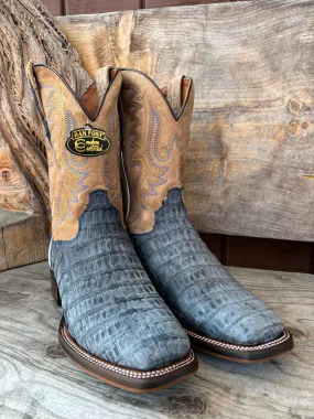 Textile Lining Dan Post Men's Leon Denim Blue Caiman & Tan Top Cowboy Boots DP5014