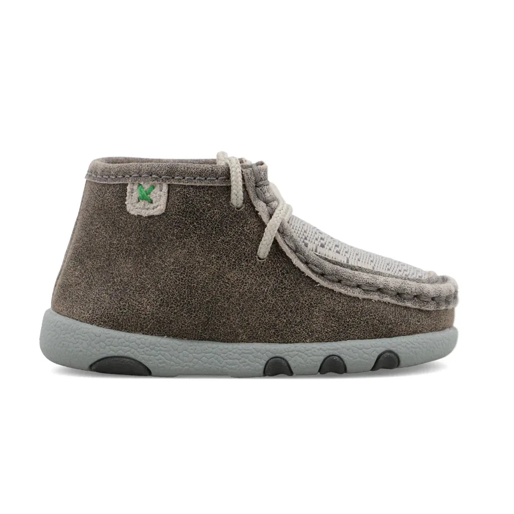 Twisted X Infant & Toddler Grey Leather Chukka Driving Mocs Baby Shoes ICA0012 Noise free