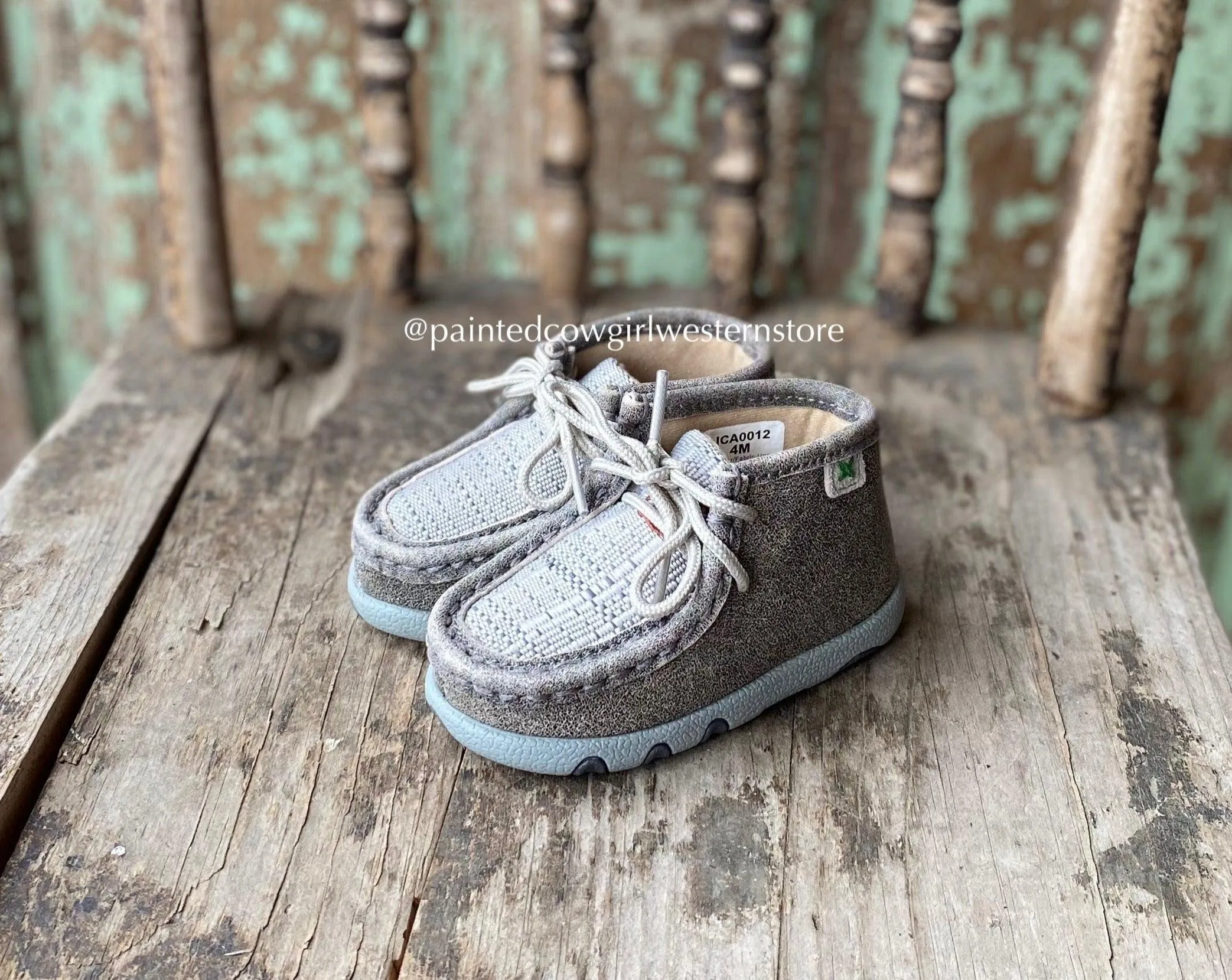 Twisted X Infant & Toddler Grey Leather Chukka Driving Mocs Baby Shoes ICA0012 Reliable Fit