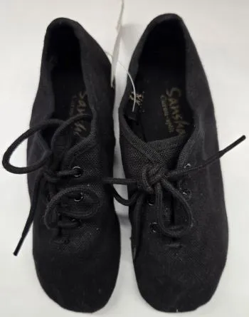 Carousel -- Children's Canvas Split Sole Jazz Shoe, Suede Sole -- Black Dry Base