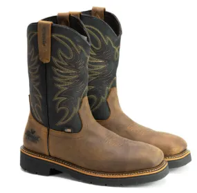Thorogood Men's American Heritage Crazyhorse Leather & Black Top Wellington Waterproof Steel Toe Western Work Boots 804-4330 Flexible Shank Classic Fit