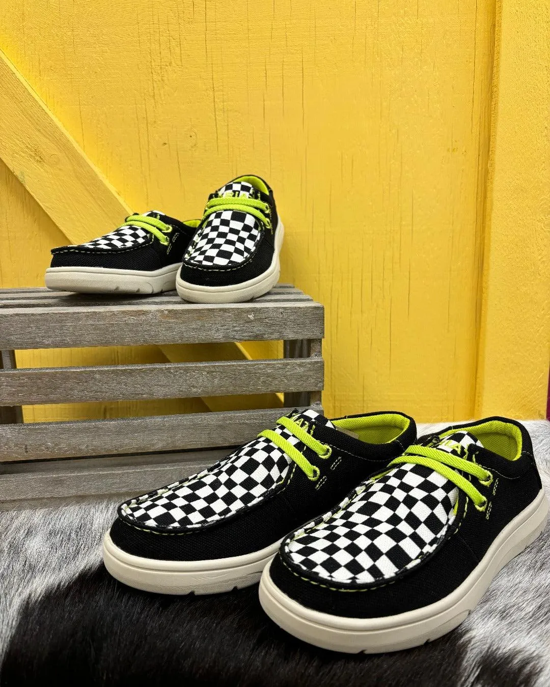 Ariat Youth Black Grid Hilo Moc Toe Canvas Casual Shoes 10050912 Shock absorption Classic Core