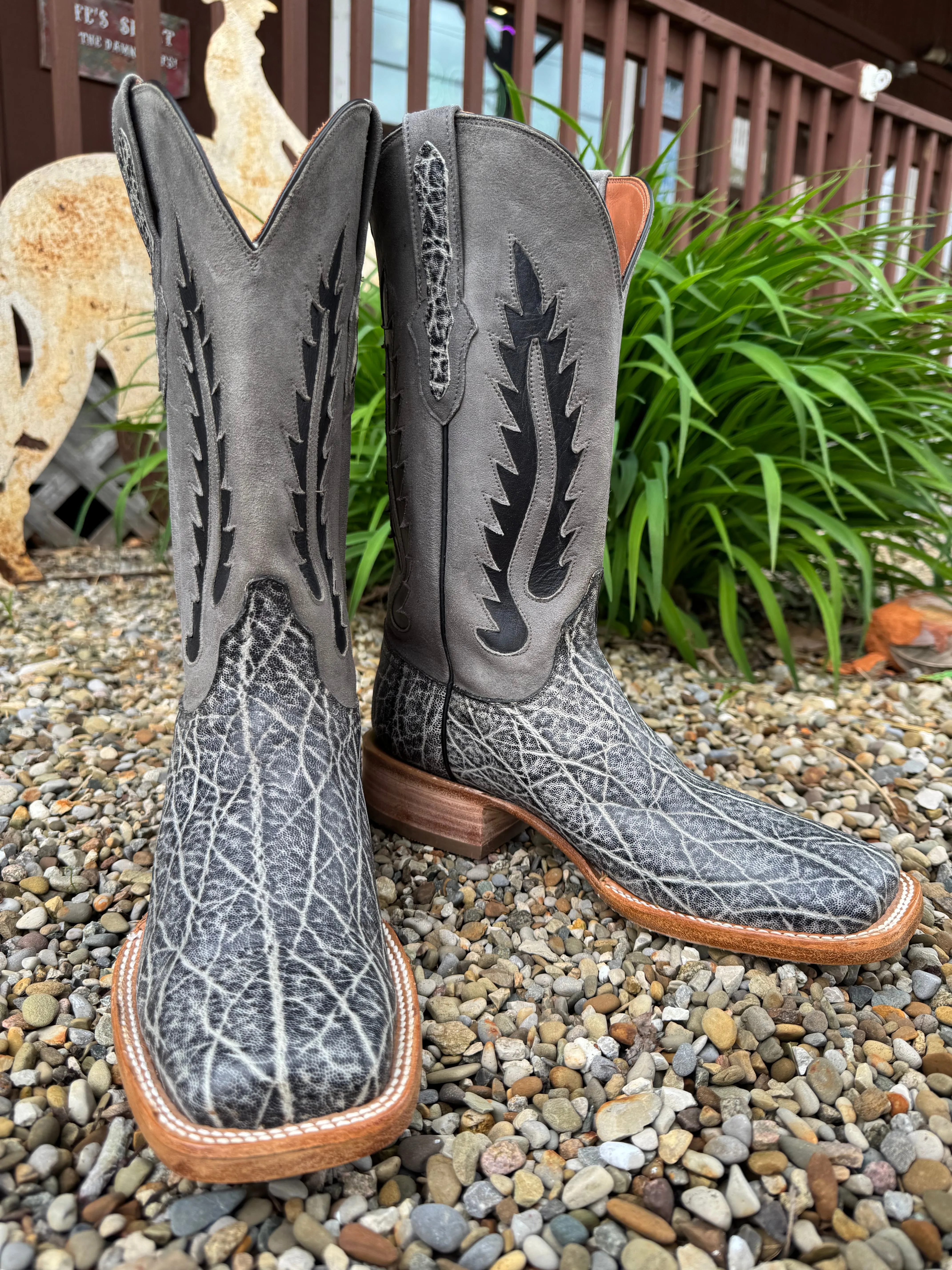 Quick Move Black Jack Mens Ice Grey Elephant Square Toe Cowboy Boots IG8011-96