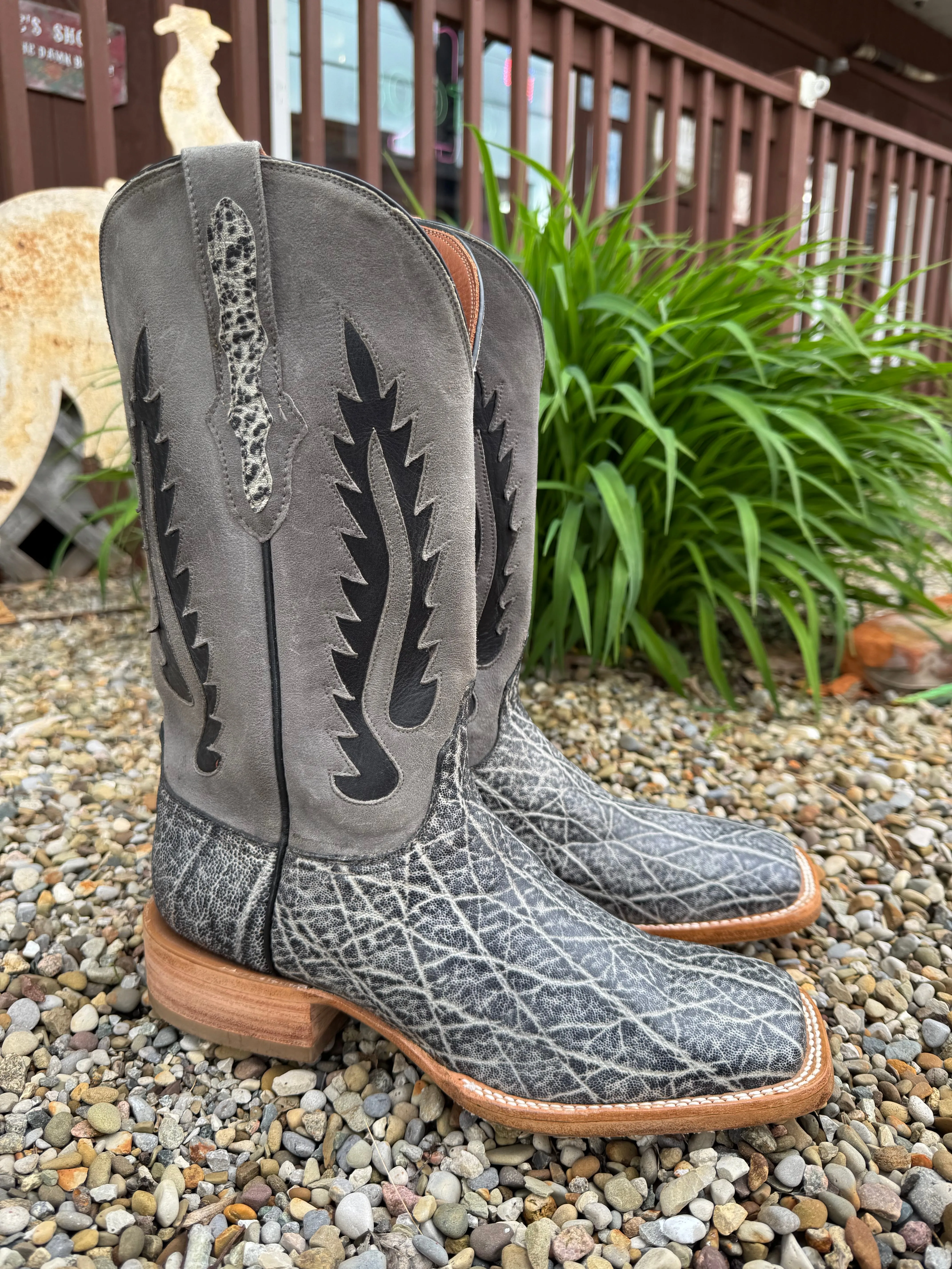 Protective Wear Lift Up Black Jack Mens Ice Grey Elephant Square Toe Cowboy Boots IG8011-96