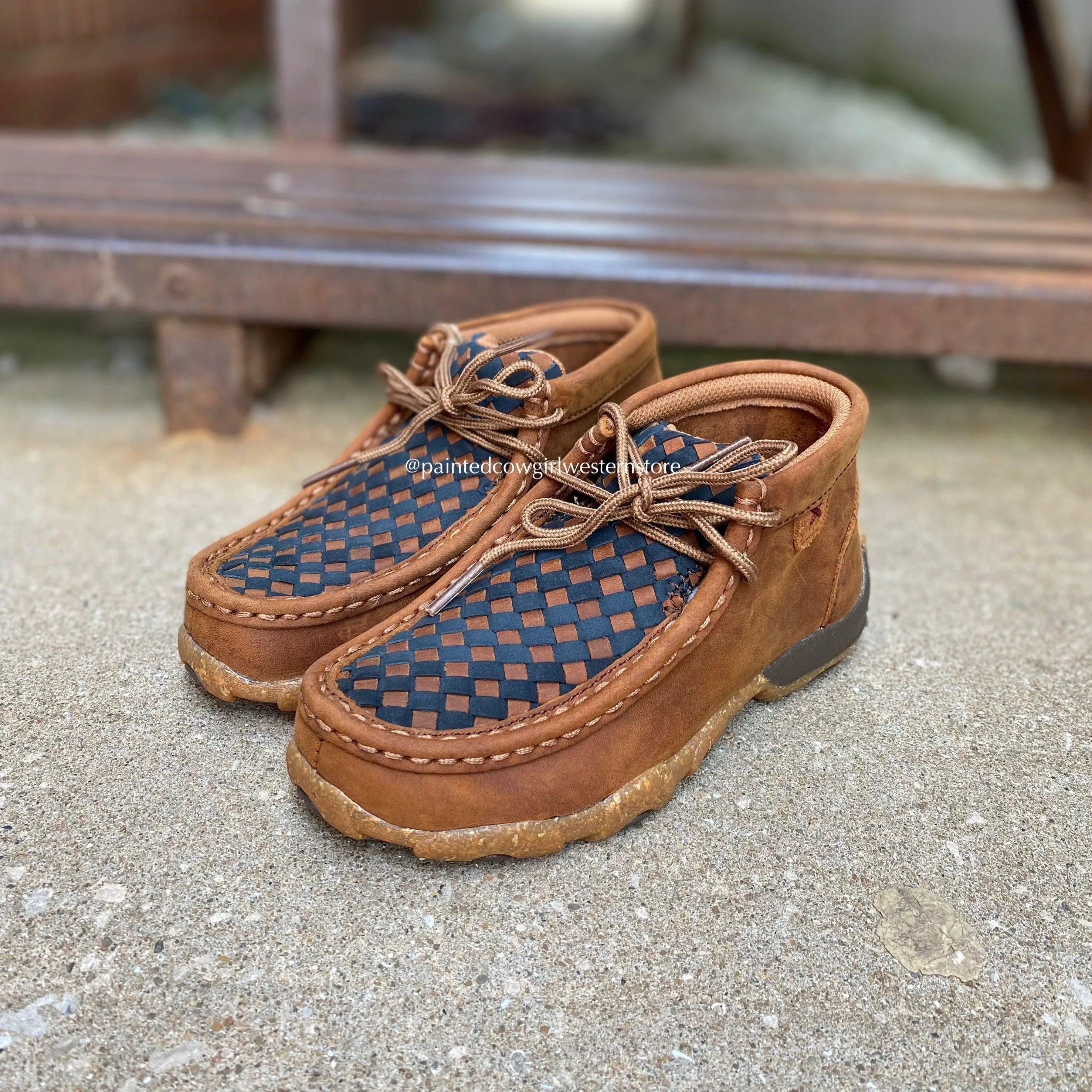 High-End Craftsmanship Thick Grip Twisted X Youth Basketweave Leather Chukka Driving Moc Shoe YDM0046