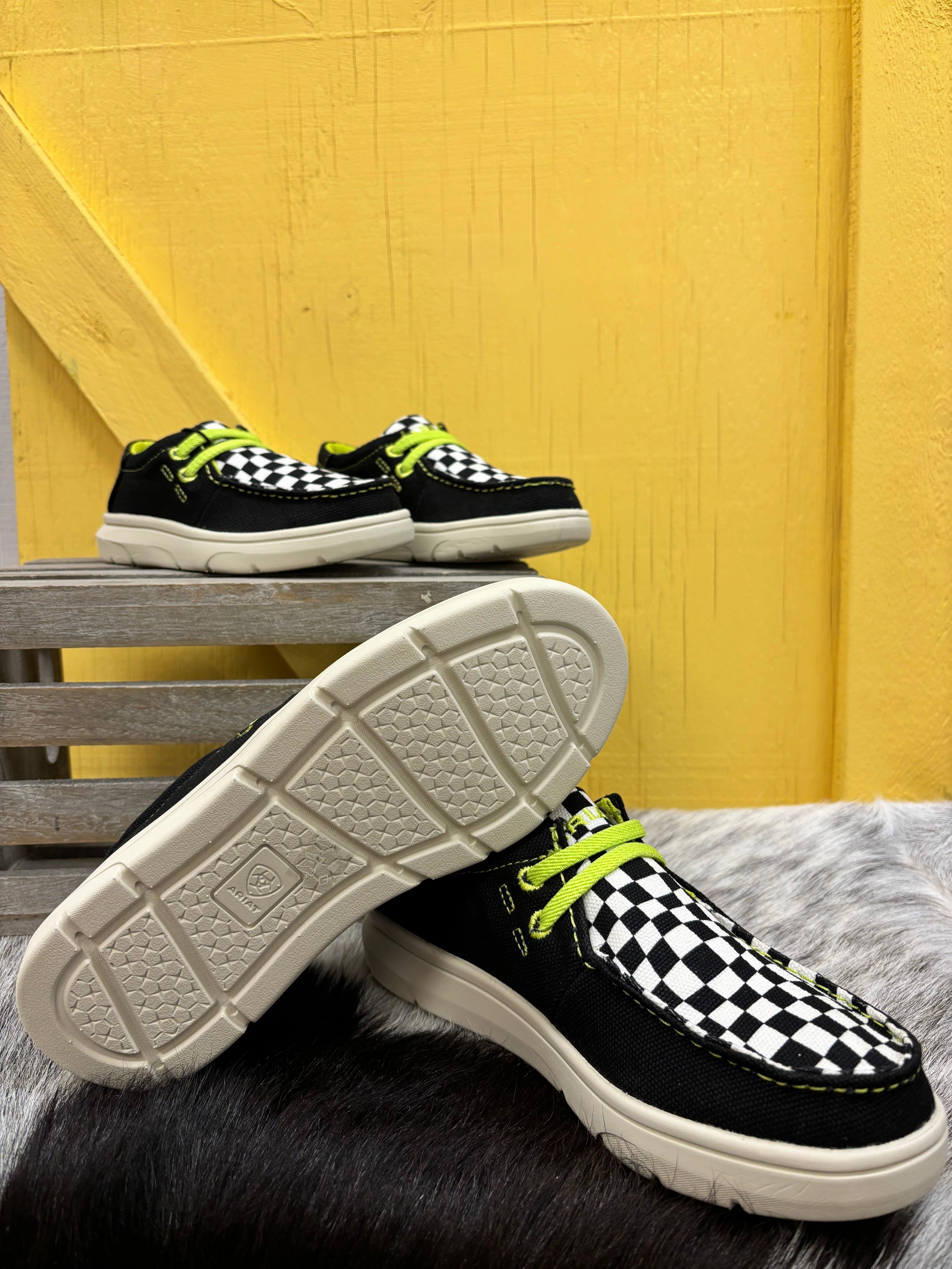 Ariat Youth Black Grid Hilo Moc Toe Canvas Casual Shoes 10050912 Durable Design