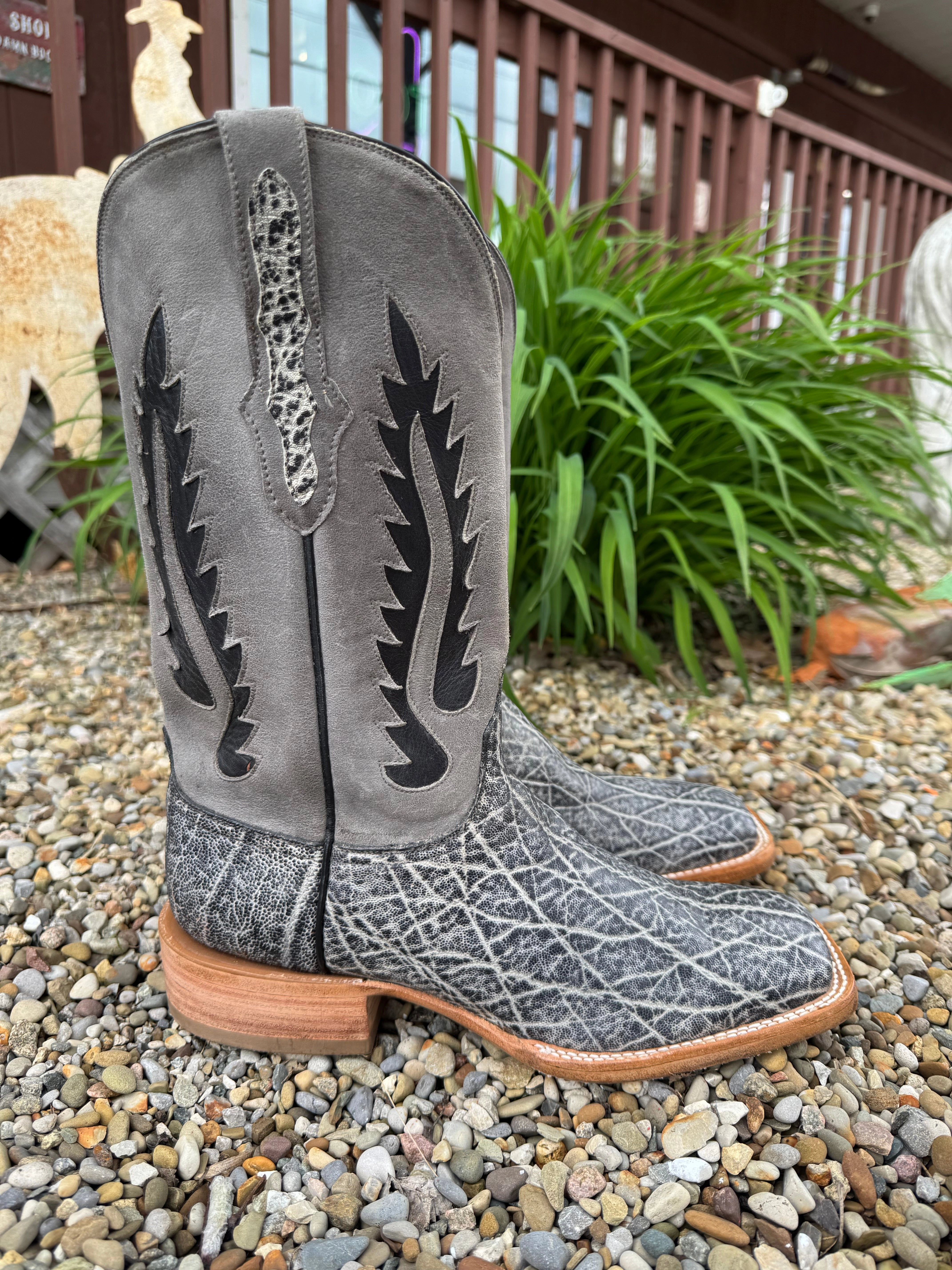 Black Jack Mens Ice Grey Elephant Square Toe Cowboy Boots IG8011-96 Energy return All Day Use
