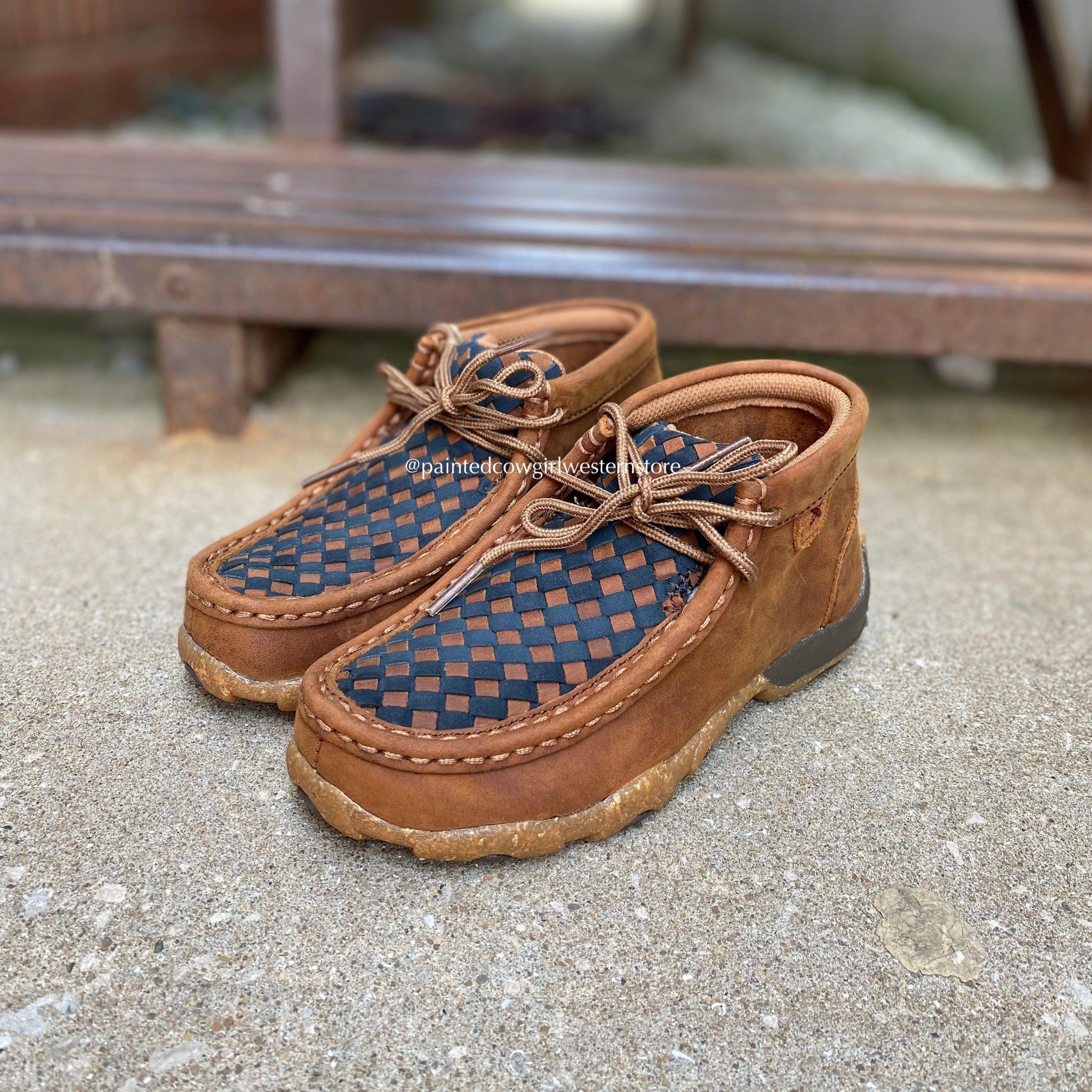 High-End Craftsmanship Thick Grip Twisted X Youth Basketweave Leather Chukka Driving Moc Shoe YDM0046